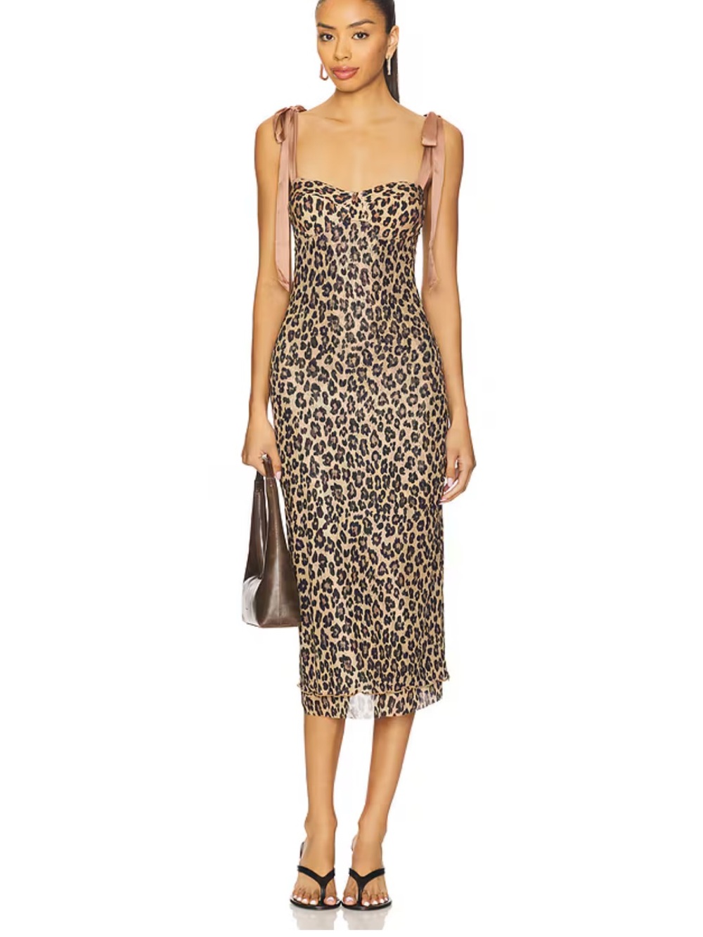 Free People Got Glam Leopard-Print Tie-Shoulder Midi Dress